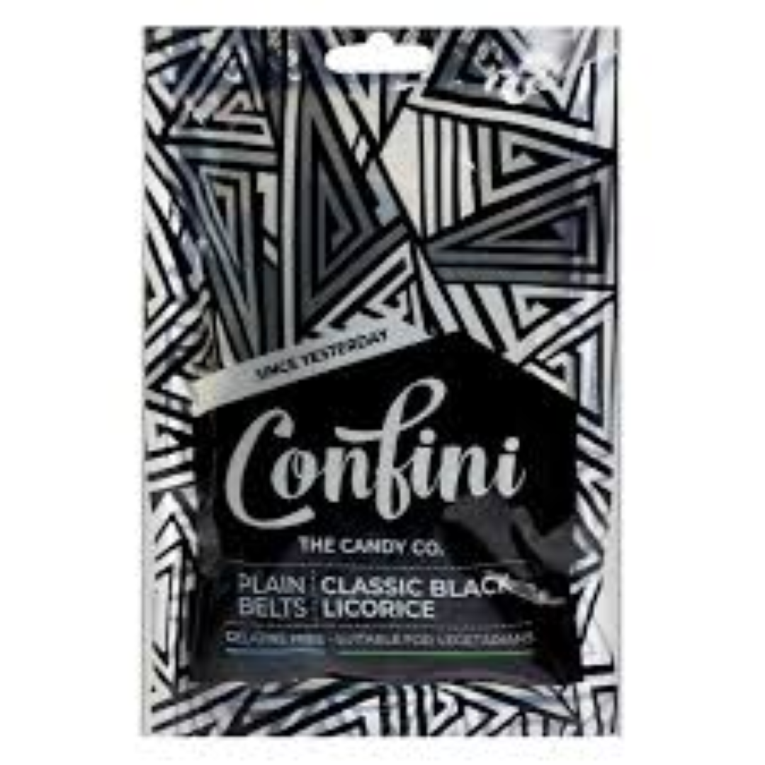 CONFINI CLASSIC BLACK LICORICE BELTS 120G